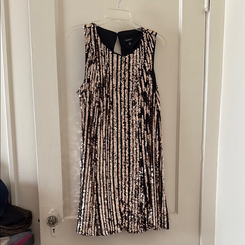Torrid Gold and Black Sequin Mini Shift dress